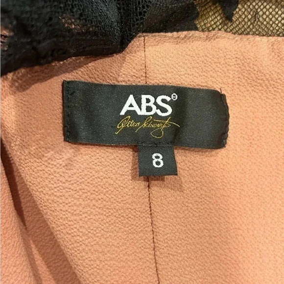 ABS Allen Schwartz Orange Floral Printed Slip Gown with Contrast Lace. Size 8. - Picture 11 of 13